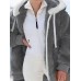 Women's Zip Hoodie Sweatshirt Fleece Jacket Pullover Sherpa Fleece Teddy Zipper Green Blue Purple Plain Round Neck Long Sleeve S M L XL 2XL 3XL / Winter / Fleece lined