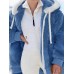 Women's Zip Hoodie Sweatshirt Fleece Jacket Pullover Sherpa Fleece Teddy Zipper Green Blue Purple Plain Round Neck Long Sleeve S M L XL 2XL 3XL / Winter / Fleece lined