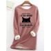 Women's Sweatshirt Pullover Fleece Lined Cat Letter Teddy Fuzzy Black Yellow Pink Street Casual Round Neck Long Sleeve Top Micro-elastic Fall & Winter