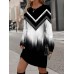 Women's Sweatshirt Dress Casual Dress Mini Dress Warm Active Outdoor Going out Weekend Crew Neck Print Geometric Color Block Loose Fit Black White Gray S M L XL XXL