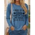 Women's T shirt Tee Letter Black Pink Blue Print Long Sleeve Daily Weekend Fashion Round Neck Regular Fit Spring &Fall