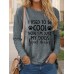 Women's T shirt Tee Letter Black Pink Blue Print Long Sleeve Daily Weekend Fashion Round Neck Regular Fit Spring &Fall