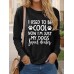 Women's T shirt Tee Letter Black Pink Blue Print Long Sleeve Daily Weekend Fashion Round Neck Regular Fit Spring &Fall