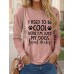 Women's T shirt Tee Letter Black Pink Blue Print Long Sleeve Daily Weekend Fashion Round Neck Regular Fit Spring &Fall