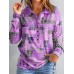 Women's Sweatshirt Pullover Geometric Basic Button Pink Blue Purple Casual Sports V Neck Long Sleeve Top Micro-elastic Fall & Winter