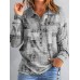 Women's Sweatshirt Pullover Geometric Basic Button Pink Blue Purple Casual Sports V Neck Long Sleeve Top Micro-elastic Fall & Winter