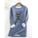 Women's Sweatshirt Pullover Sherpa Fleece Lined Cat Letter Warm Fuzzy Black Pink Blue Casual Sports Round Neck Long Sleeve Top Micro-elastic Fall & Winter