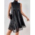 Women's Sequin Dress Party Dress Cocktail Dress Midi Dress Silver Rose Gold Black Sleeveless Pure Color Sequins Spring Fall Winter Stand Collar Fashion Wedding Guest 2023 S M L XL XXL 3XL