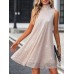 Women's Sequin Dress Party Dress Cocktail Dress Midi Dress Silver Rose Gold Black Sleeveless Pure Color Sequins Spring Fall Winter Stand Collar Fashion Wedding Guest 2023 S M L XL XXL 3XL