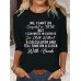 Women's T shirt Tee Letter Black Pink Blue Print Long Sleeve Daily Weekend Fashion Round Neck Regular Fit Spring &Fall