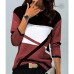 Women's Plus Size T shirt Tee Color Block Black Red Blue Print Long Sleeve Casual Weekend Basic Round Neck Regular Fit Fall & Winter