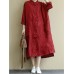 Women's Shirt Dress Plain Casual Cotton Linen Dress Midi Dress Basic Vacation Beach Dress Shirt Collar Button Long Sleeve Summer Spring Loose Fit Dress