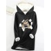 Women's Hoodie Sweatshirt Pullover Sherpa Fleece Lined Cat Letter Warm Fuzzy Print Black Yellow Pink Casual Sports Hoodie Long Sleeve Top Micro-elastic Fall & Winter