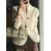 Women's Cardigan Sweater Stand Collar Waffle Knit Polyester Button Pocket Fall Winter Outdoor Daily Going out Stylish Casual Soft Long Sleeve Solid Color Orange Beige Gray S M L