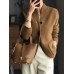 Women's Cardigan Sweater Stand Collar Waffle Knit Polyester Button Pocket Fall Winter Outdoor Daily Going out Stylish Casual Soft Long Sleeve Solid Color Orange Beige Gray S M L