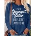 Women's T shirt Tee Letter Black Pink Blue Print Long Sleeve Daily Weekend Fashion Round Neck Regular Fit Spring &Fall