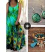 Women's Plus Size Curve Casual Dress Sundress Strap Dress 3 Pcs Earrings & Bead Bracelet Set Peacock Feather Maxi long Dress Sleeveless Print Strap Romantic Daily Light Green Dark Green Summer Spring