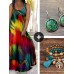 Women's Plus Size Curve Casual Dress Sundress Strap Dress 3 Pcs Earrings & Bead Bracelet Set Peacock Feather Maxi long Dress Sleeveless Print Strap Romantic Daily Light Green Dark Green Summer Spring