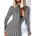 Women's Winter Dress Sheath Dress Leopard Plaid Zipper V Neck Mini Dress Fashion Sexy Valentine's Day Date Long Sleeve Regular Fit Black White Yellow Fall Winter S M L XL XXL