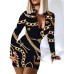 Women's Winter Dress Sheath Dress Leopard Plaid Zipper V Neck Mini Dress Fashion Sexy Valentine's Day Date Long Sleeve Regular Fit Black White Yellow Fall Winter S M L XL XXL