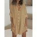 Women's Shirt Dress Casual Dress Shift Dress Mini Dress Cotton Basic Casual Outdoor Daily Holiday Shirt Collar Button Up Button Half Sleeve Summer Spring Fall 2023 Loose Fit ArmyGreen Black White