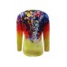 Women's T shirt Tee Henley Shirt Floral White Yellow Red Print Button Long Sleeve Holiday Weekend Basic Neon & Bright V Neck Regular Fit Fall & Winter