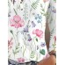 Women's T shirt Tee Henley Shirt Floral White Yellow Red Print Button Long Sleeve Holiday Weekend Basic Neon & Bright V Neck Regular Fit Fall & Winter