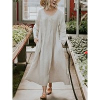 Women's Casual Dress Cotton Linen Dress ...