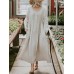 Women's Casual Dress Cotton Linen Dress Swing Dress Maxi long Dress Linen Cotton Blend Basic Casual Daily Date Weekend Crew Neck Pocket Long Sleeve Summer Spring 2023 Loose Fit Gray Plain S M L XL 2XL