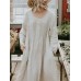 Women's Casual Dress Cotton Linen Dress Swing Dress Maxi long Dress Linen Cotton Blend Basic Casual Daily Date Weekend Crew Neck Pocket Long Sleeve Summer Spring 2023 Loose Fit Gray Plain S M L XL 2XL