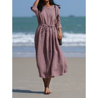 Women's Casual Dress Cotton Linen Dress ...