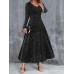 Women's Plus Size Black Dress Velvet Dress Party Dress Midi Dress Black Wine Blue Long Sleeve Floral Jacquard Fall Winter Autumn V Neck Fashion Winter Dress Christmas Wedding Guest 2023 L XL XXL 3XL