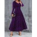 Women's Plus Size Black Dress Velvet Dress Party Dress Midi Dress Black Wine Blue Long Sleeve Floral Jacquard Fall Winter Autumn V Neck Fashion Winter Dress Christmas Wedding Guest 2023 L XL XXL 3XL