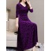 Women's Plus Size Black Dress Velvet Dress Party Dress Midi Dress Black Wine Blue Long Sleeve Floral Jacquard Fall Winter Autumn V Neck Fashion Winter Dress Christmas Wedding Guest 2023 L XL XXL 3XL