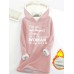 Women's Hoodie Sweatshirt Pullover Sherpa Fleece Lined Letter Warm Fuzzy Print Black Pink Dark Pink Casual Sports Hoodie Long Sleeve Top Micro-elastic Fall & Winter