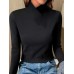 Women's T shirt Tee Plain Black White Pink Long Sleeve Valentine's Day Daily Weekend Fashion V Neck Regular Fit Fall & Winter