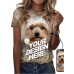 Women's T shirt Tee Dog Custom Print Gray Print Short Sleeve Daily Weekend Basic Round Neck Regular Fit