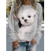 Women's Sweatshirt Pullover Dog Sportswear Funny Print Pink Blue Purple Casual Sports Round Neck Long Sleeve Micro-elastic Fall & Winter