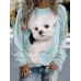 Women's Sweatshirt Pullover Dog Sportswear Funny Print Pink Blue Purple Casual Sports Round Neck Long Sleeve Micro-elastic Fall & Winter