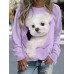 Women's Sweatshirt Pullover Dog Sportswear Funny Print Pink Blue Purple Casual Sports Round Neck Long Sleeve Micro-elastic Fall & Winter