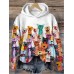 Women's Oversized Hoodie Sweatshirt Pullover Dog Active Sportswear White Casual Sports Hoodie Long Sleeve Top Micro-elastic Fall & Winter