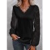 Women's Lace Shirt Shirt Lantern Sleeve Blouse Plain Black White Pink Lace Long Sleeve Casual Elegant Fashion Basic V Neck Regular Fit Spring Fall