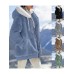 Women's Fleece Jacket Sherpa Jacket Teddy Coat Outdoor Street Daily Wear Fall Winter Regular Coat Regular Fit Windproof Warm Comtemporary Stylish Plush Jacket Long Sleeve Plain Full Zip Black