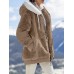 Women's Fleece Jacket Sherpa Jacket Teddy Coat Outdoor Street Daily Wear Fall Winter Regular Coat Regular Fit Windproof Warm Comtemporary Stylish Plush Jacket Long Sleeve Plain Full Zip Black