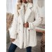 Women's Teddy Coat Fleece Sherpa Jacket Double Breasted Lapel Flannel Winter Coat Fall Windproof Thermal Warm Cream Heated Jacket Outerwear Long Sleeve Fall Black Apricot