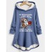 Women's Hoodie Sweatshirt Pullover Sherpa Fleece Lined Animal Letter Warm Funny Print Dark Pink Blue Gray Street Casual Hooded Long Sleeve Top Micro-elastic Fall & Winter