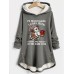 Women's Hoodie Sweatshirt Pullover Sherpa Fleece Lined Animal Letter Warm Funny Print Dark Pink Blue Gray Street Casual Hooded Long Sleeve Top Micro-elastic Fall & Winter