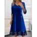 Women's Velvet Dress Sequin Dress Party Dress Midi Dress Red Royal Blue Short Sleeve Spring Fall Winter V Neck Christmas Party Dress