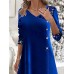 Women's Velvet Dress Sequin Dress Party Dress Midi Dress Red Royal Blue Short Sleeve Spring Fall Winter V Neck Christmas Party Dress