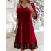 Women's Velvet Dress Sequin Dress Party Dress Midi Dress Red Royal Blue Short Sleeve Spring Fall Winter V Neck Christmas Party Dress